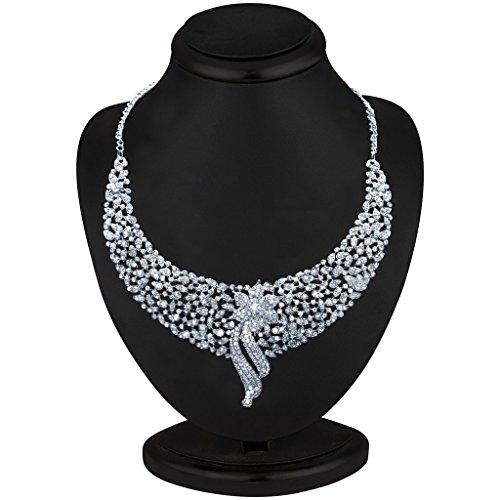 Sukkhi Sleek Rhodium plated AD Stone Necklace Set – neighbourjoy