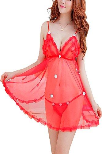 Buy FASHION BONES Women's Hot & Sexy Lingerie Set For Couples Honeymoon,  Special Night Babydoll Lingerie Nightwear Dress See-Through Lace Sleepwear  Underwear Set Sexy Lingerie for Women (Maroon_Free Size) Online at Best