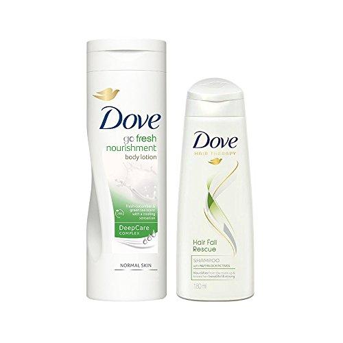 Dove Go Fresh Body Lotion, 400ml with Free Dove Hair Fall Rescue Shampoo, 180ml