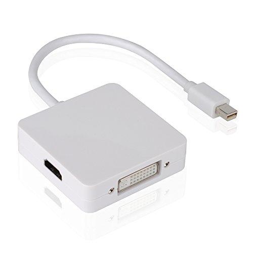 Ultima™3 in 1 Gold Plated Mini DisplayPort Thunderbolt to HDMI/DVI/VGA Display Port Cable Adapter for Apple Mac Book MacBook Pro MacBook Air Mac mini, Microsoft Surface Pro & Pro 2 3