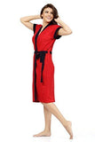 Superior FeelBlue Cotton Double Shaded Bathrobe- Red-Navy