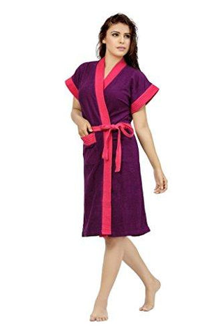 FeelBlue Double Shaded Cotton Bathrobe (Purple-Cherry) - NEIGHBOUR JOY