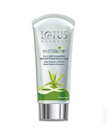 Lotus Herbals Whiteglow 3-in-1 Deep Cleansing Skin Whitening Facial Foam, 100g