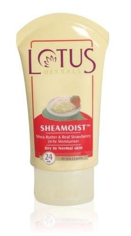 Lotus Herbal Sheamoist Shea Butter and Real Strawberry 24 hour Moisturiser, 60g