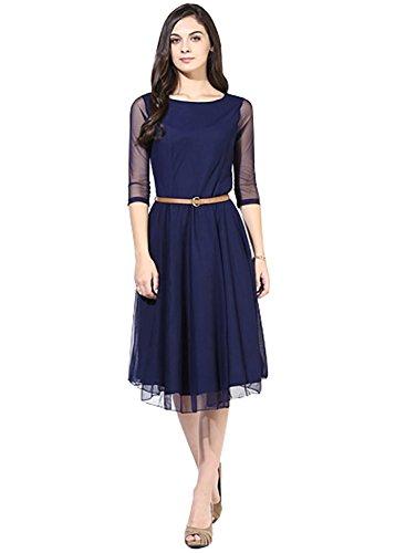 Shiroya Brothers Womens Soft Net Dress (Western Wear) (SB1106_Free Size_Blue) - NEIGHBOUR JOY