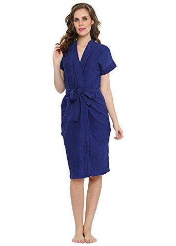 Superior Cotton Royal Blue Bathrobe (Free Size)