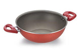 Prestige Omega Gold Induction Base Non-Stick Aluminum Kadhai with Lid, 220mm/2.1 Litres, Metallic Red