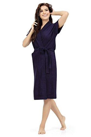 FeelBlue Cotton Bathrobe- Navy Blue (Free Size) - NEIGHBOUR JOY