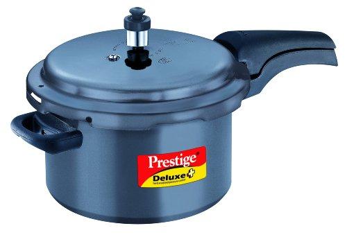 Prestige Deluxe Plus Hard Anodized Outer Lid Pressure Cooker, 5 Litres, Black