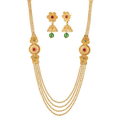 Reeva Gold Plated Multi-Strand Necklace With Earrings Set For Women - NEIGHBOUR JOY