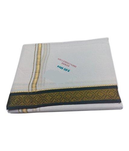 VIJAYESWARA 100 % COTTON PURE HANDLOOM WHITE DHOTI -3.60 Metres