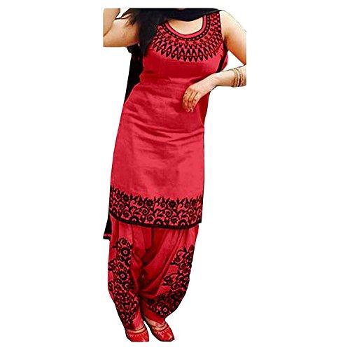 salwar Suit(Suppar Sleave Women's Cotton Silk Dress Material (Patiyala(Aj)_Red_Free Size) - NEIGHBOUR JOY