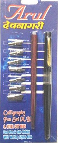 KABEER ART Arul Art Number 18 Devanagari Writing Calligraphy Pen Set with Nib Holder & 8 Cut Nibs - NEIGHBOUR JOY