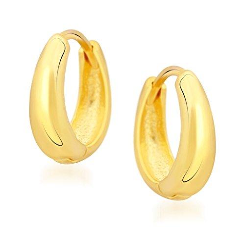 VK Jewels Sweet Kaju Gold Plated Alloy Bali Hoop Earrings For Men And Women- BALI1074G [VKBALI1074G]