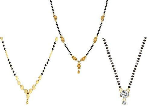 Youbella Jewellery Gold Plated Combo Of 3 Mangalsutra Pendant with Chain For Women