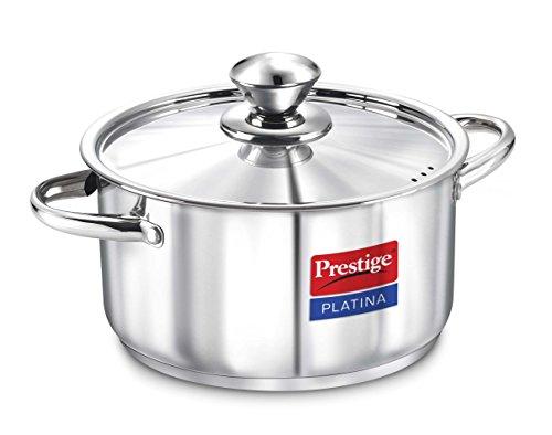 Prestige Platina Induction Base Stainless Steel Casserole, 200mm/3 Litres, Metallic Steel