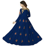 Clothfab Women Georgette Heavy Embroidery Work Pary Wear Anarkali Style Semi-Stitched Salwar Suit Dress Material With Dupatta (Blue-Colour) - NEIGHBOUR JOY