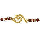 Mahi Red colored Gold OM with Crystals and Beads Gold Plated Rakhi (Raksha Sutra) BR1100546G - NEIGHBOUR JOY