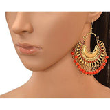 Zephyrr Fashion German Silver Beaded Chandbali Hook Earrings for Women in 9 colors