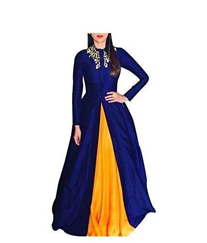 Marvadi Collections Women's Cotton Gown (liril_blue&yellowFree Size) - NEIGHBOUR JOY