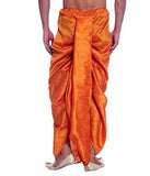 Royal Men's Luxury Orange Banarsi Dupion Silk Blend Dhoti