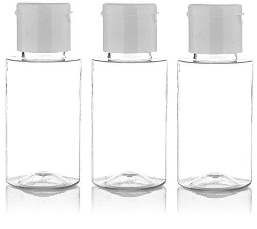 Healthvit Empty 60ml Reffilable Transparent Bottle with flip top cap - Pack of 3 For Makeup Lotion,Cream,Oil