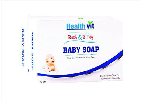 Healthvit Bath and Body Baby Soap (Olive, Vitamin E and Almond Oil), 75g  (Pack of 2)