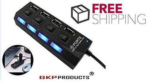 GKP Products ® 4 Port USB Hub with Switch and LED Indicator -Color may vary