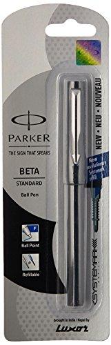 Parker 9000023871 Beta Standard Chrome Trim Ball Pen with New Systemark Refill (Grey) - NEIGHBOUR JOY