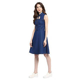 Feeldiff Blue Denim Casual western Dresses - NEIGHBOUR JOY