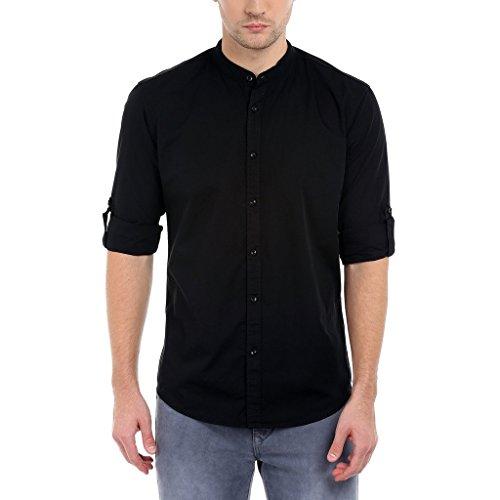 Dennis Lingo Men's Slim Fit Casual Shirt (C201_2_M_Medium_Black) - NEIGHBOUR JOY