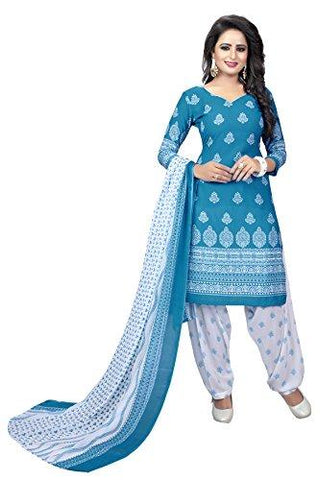 Dress material(Dresses for women party wear Designer Dress Material Today offers buy online in Low Price Sale Blue Color Cotton Fabric Free Size Salwar Suit Material) - NEIGHBOUR JOY