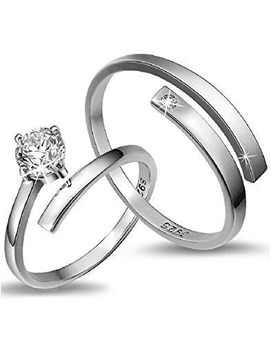 Karatcart Platinum Plated Elegant Austrian Crystal Adjustable Couple Ring For Women & Men - NEIGHBOUR JOY