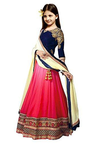 S R Fashion Girls' Banglori Silk Multi-Coloured Lehenga Choli (Srf_Rklc_Rainbow_1017_Free Size) - NEIGHBOUR JOY