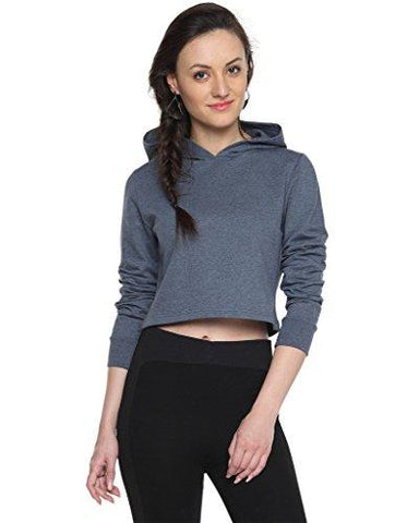 Campus Sutra Women's Cotton Hoodie ( AW15_HCR_W_PLN_DN_M _ Blue _ M ) - NEIGHBOUR JOY