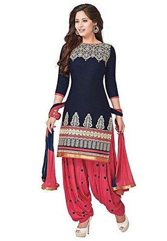 Dress Material for women latest party wear design today offers buy online for low price sale Navy Blue color and Cotton Fabric Unstitched salwar suit - NEIGHBOUR JOY