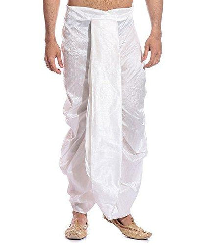 Royal Kurta Men's White silk Blend Dhoti