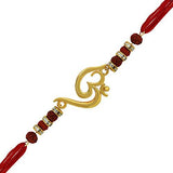 Mahi Red colored Gold OM with Crystals and Beads Gold Plated Rakhi (Raksha Sutra) BR1100546G - NEIGHBOUR JOY