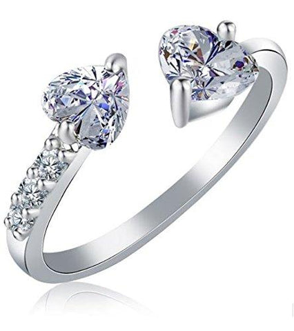 Karatcart Platinum Plated Trendy Elegant Austrian Crystal Heart Cut Adjustable Ring For Women - NEIGHBOUR JOY