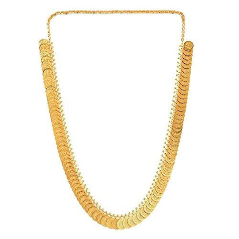 YouBella Jewellery Fashion Party Wear Traditional Long Temple Coin Necklace Set for Women and Girls