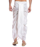 Royal Kurta Men's White silk Blend Dhoti