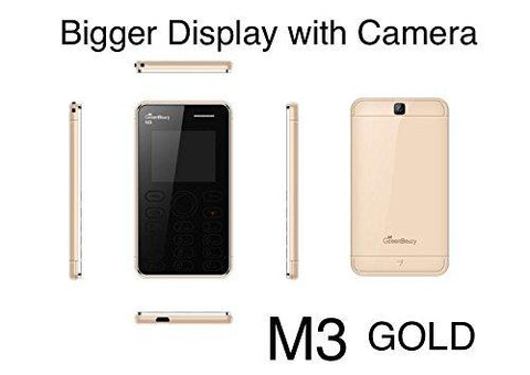 Green Berry M3 Credit Card phones Gold Colour | 2 MP Camera,Full Size Display,6.8 mm Ultra slim, Simcard/FM/MP3/MP4