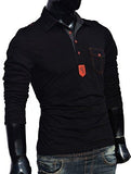 Seven Rocks Men's Polo Neck Cotton Black Tshirt "Leather Patch" - NEIGHBOUR JOY