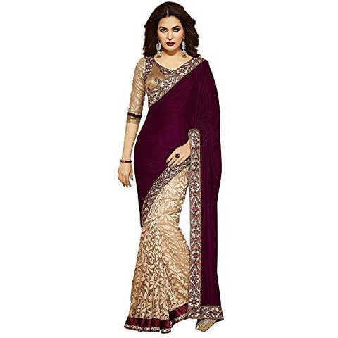 Sarees (Women's Clothing Saree For Women Latest Design Wear Sarees New Collection in MAROON Coloured VELVET Material Latest Saree With Designer Blouse Free Size Beautiful Saree For Women Party Wear Offer Designer Sarees With Blouse Piece) - NEIGHBOUR JOY