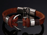 Hot And Bold Stylish Anchor Charm Genuine Leather Wrap Multilayer Bracelet For Men / Boys - NEIGHBOUR JOY