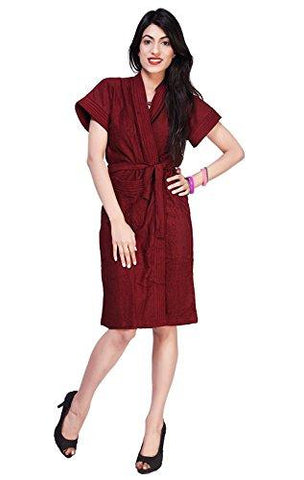 FeelBlue Elegant Bathrobe For Women (Maroon) - NEIGHBOUR JOY