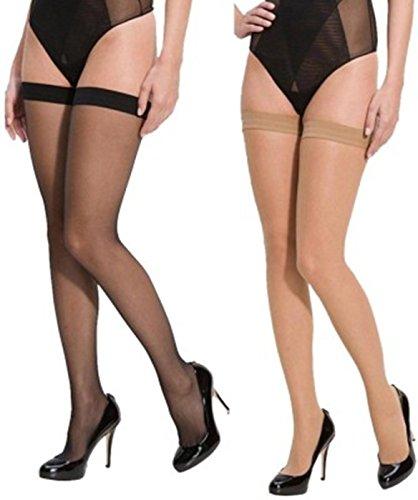 Neskamoda Women'S Combo Of 2 Thigh-Highs Long Stockings(Skin & Black ) - NEIGHBOUR JOY