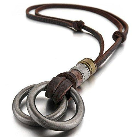 Vintage Bronze Finish Cross Gun Leather Mens Necklace Chain For Men – ZIVOM