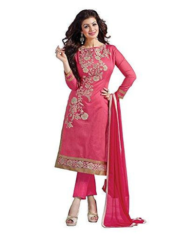 Rensil Women's Cotton Dress Material (Rie-Ees-1009_Pink_Free Size) - NEIGHBOUR JOY