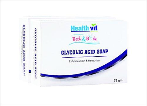 Healthvit Bath and Body Glycolic Acid Soap, 75g  (Pack of 2)